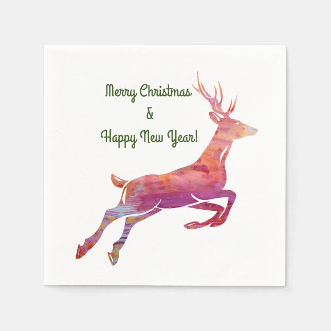 Pink Reindeer Napkin (Front)