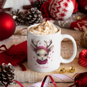 Pink Reindeer Personalized Kids Mug