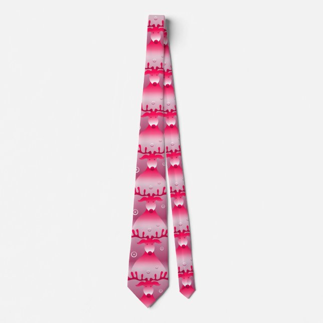 pink reindeer tie (Front)