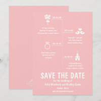 Pink Relationship Timeline Wedding Save the Date