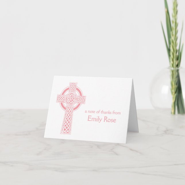 Pink Religious Irish Cross Thank You (Front)