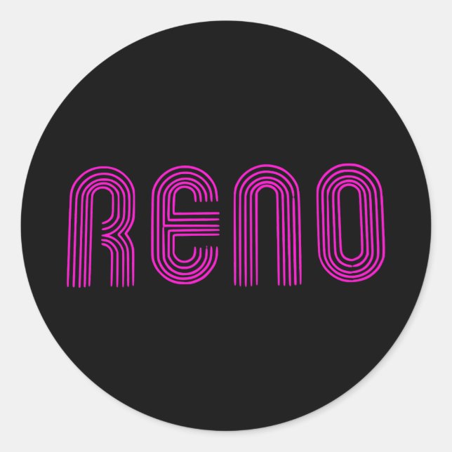 Pink Reno Sign Classic Round Sticker (Front)