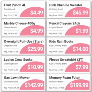 Pink Retail Grocery Product Price Tags