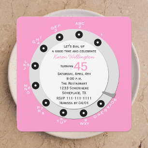 Pink Retro 45e anniversaire Invitation de fête Rot