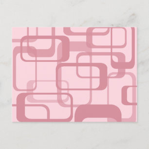 Pink Retro 60's 70's Abstract Pattern Holiday Postcard