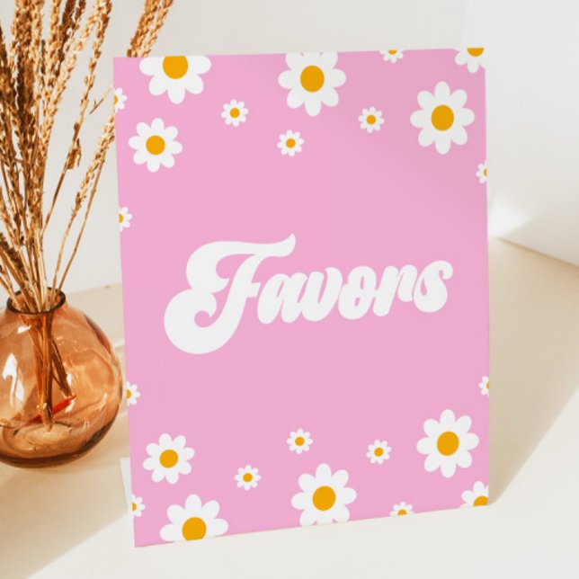 Pink Retro 70's Favours Table Party Sign (Creator Uploaded)