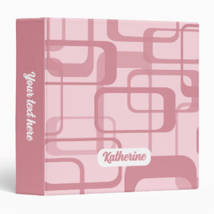 Pink Retro Abstract Pattern Binder