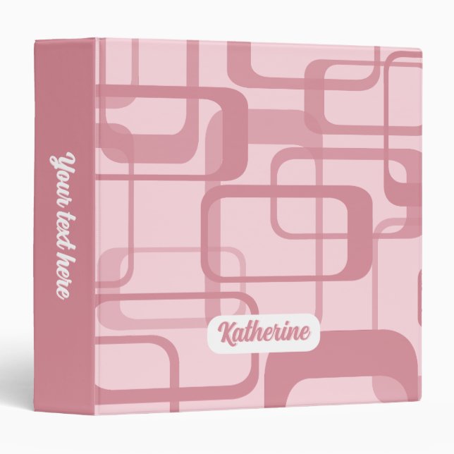 Pink Retro Abstract Pattern Binder (Front/Spine)