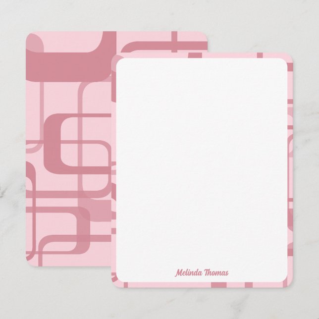 Pink Retro Abstract Pattern Card (Front/Back)