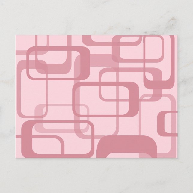 Pink Retro Abstract Pattern Holiday Postcard (Front)