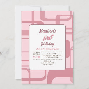 Pink Retro Abstract Pattern Invitation
