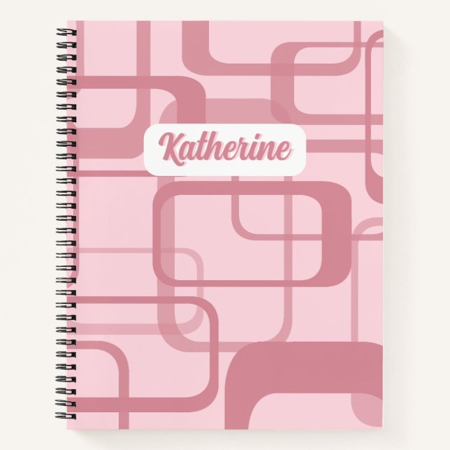 Pink Retro Abstract Pattern Notebook (Front)