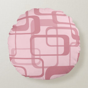 Pink Retro Abstract Pattern Round Pillow