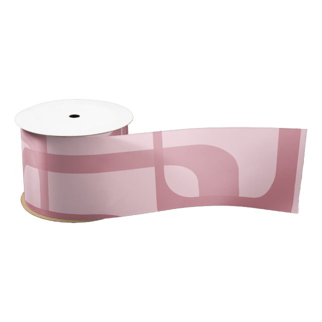 Pink Retro Abstract Pattern Satin Ribbon (Spool)