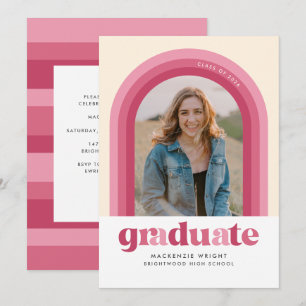 Pink Retro Arch Graduation Announcement