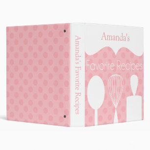 Pink Retro Baking Utensils Recipe Binder