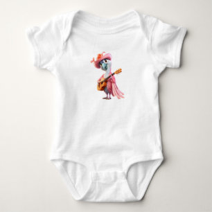 Pink Retro Bird Rocker Baby Bodysuit