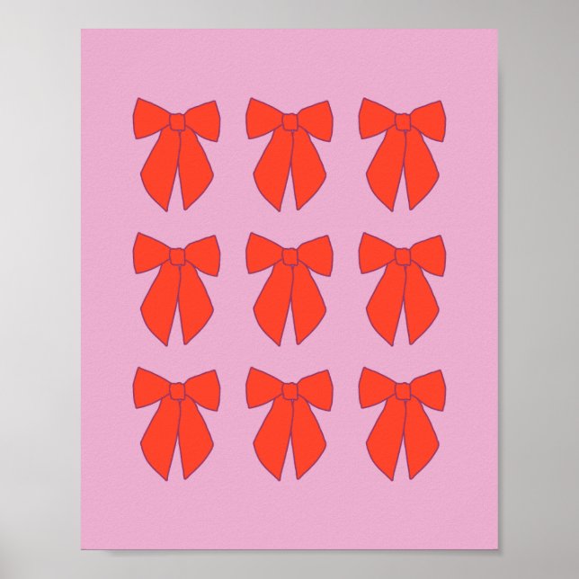 Pink Retro Bows Poster (Front)