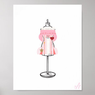 Pink Retro Bustier Corset Painting art print