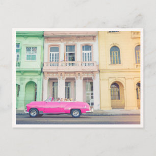 Pink Retro Car Havana Cuba on the Malecon Photo Postcard