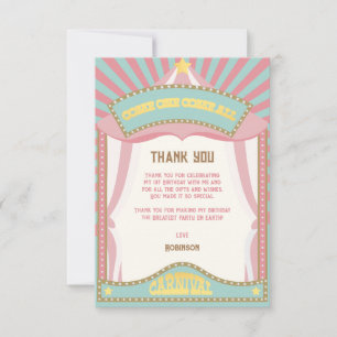Pink Retro Carnival birthday invitations