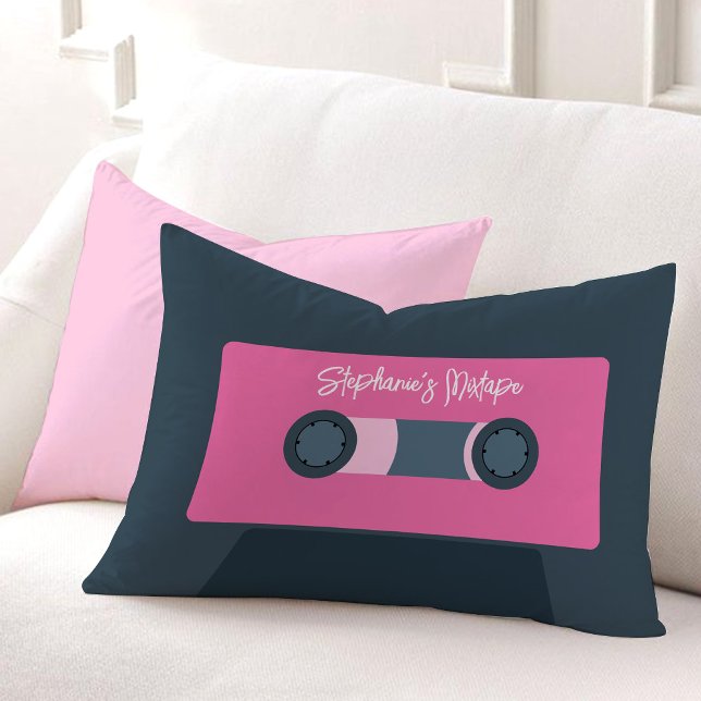Pink Retro Cassette Tape Lumbar Pillow (Creator Uploaded)