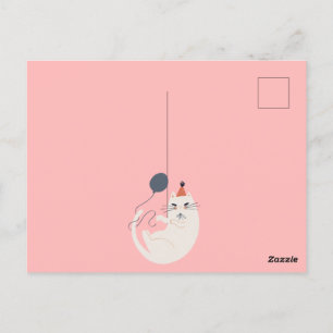 Pink retro cat chic postcard
