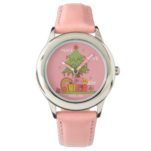 Pink Retro Christmas Girls  Watch