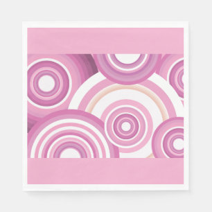 Pink Retro Circles Pattern Napkin