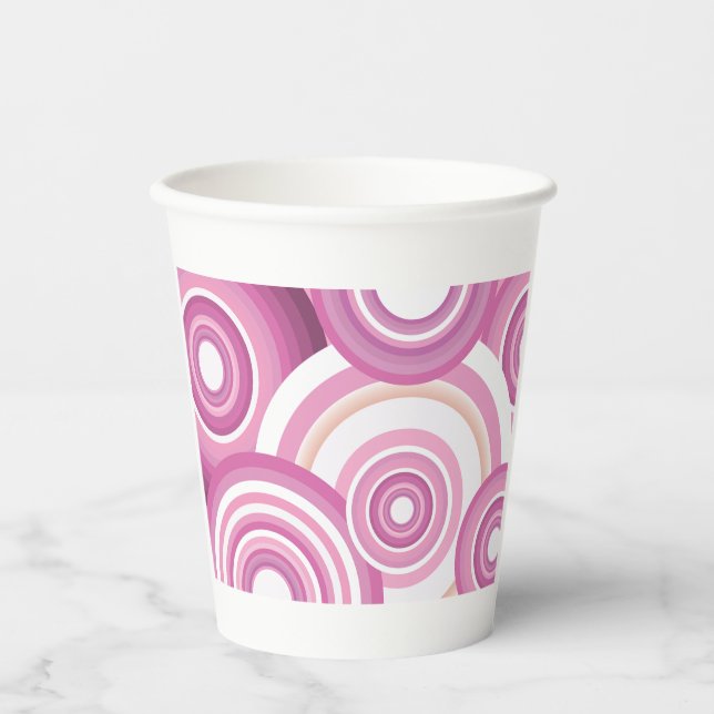 Pink Retro Circles Pattern Paper Cups (Front)