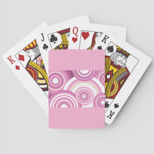 Pink Retro Circles Pattern Playing Cards (Back)