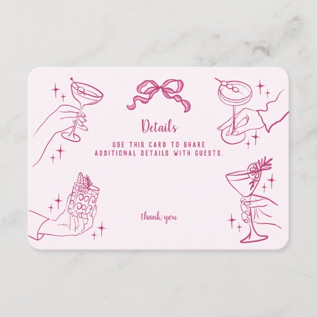 Pink Retro Cocktail Party Details Insert (Front)