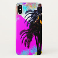Pink Retro Colourful Summertime Beach Palm Trees
