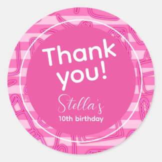 Pink Retro Doll Besties Party Neon Classic Round Sticker