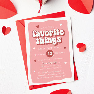 Pink Retro Favorite Things Galentine’s Day Party Invitation