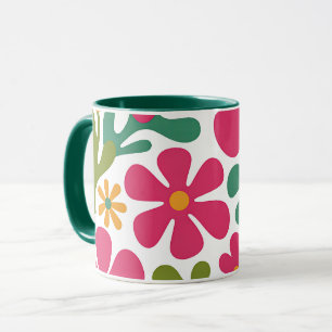 Pink Retro Floral Groovy Seamless Pattern Mug