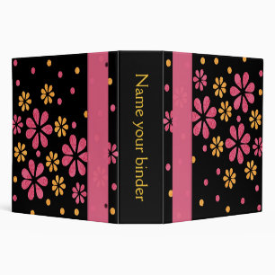 Pink Retro Flowers Dots 2 inch Designer Binder