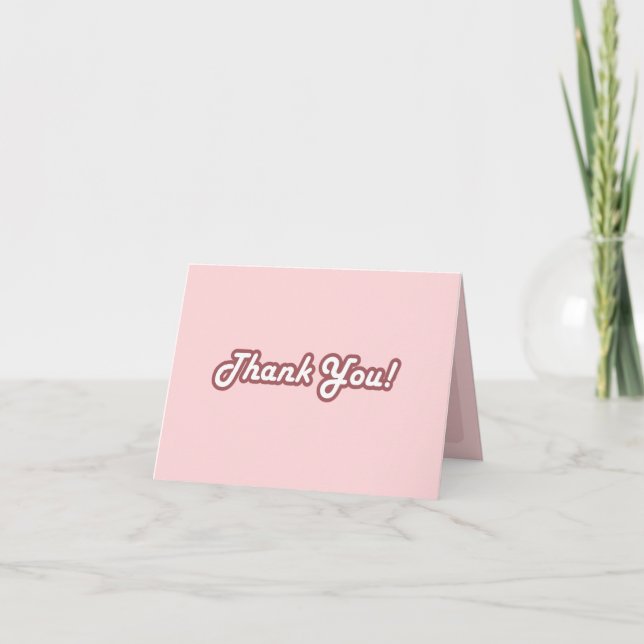 Pink Retro Funky Disco Wedding - Thank you Card (Front)