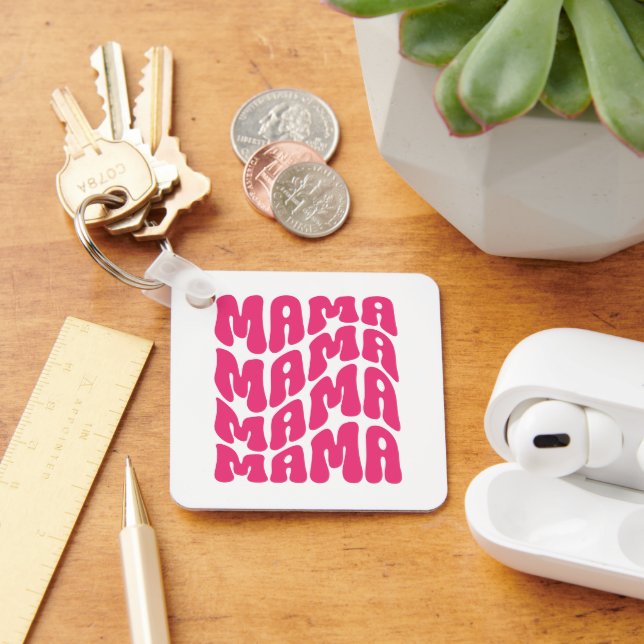 Pink Retro Groovy Cute Mama Mothers Day Mom   Keychain (Desk)
