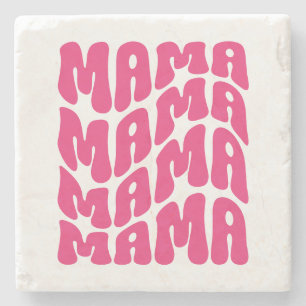 Pink Retro Groovy Cute Mama Mothers Day Mom Stone Coaster