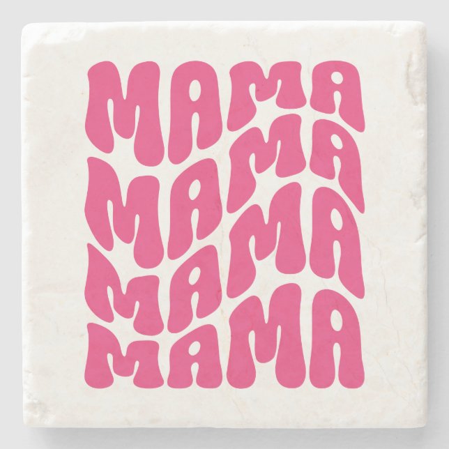 Pink Retro Groovy Cute Mama Mothers Day Mom   Stone Coaster (Front)