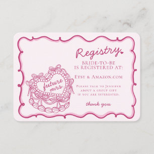 Pink Retro Heart Coquette Cake Registry Insert