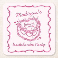 Pink Retro Heart Coquette Cherry Cake Bachelorette
