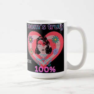 Pink Retro Heart Mom Mother Mommy Mama Vintage Coffee Mug