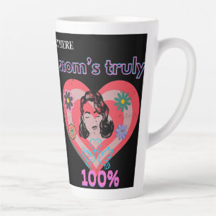 Pink Retro Heart Mom Mother Mommy Mama Vintage Latte Mug