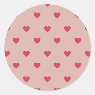 Pink Retro Heart Y2K Pattern With Pink Background Classic Round Sticker
