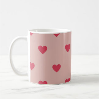 Pink Retro Heart Y2K Pattern With Pink Background Coffee Mug