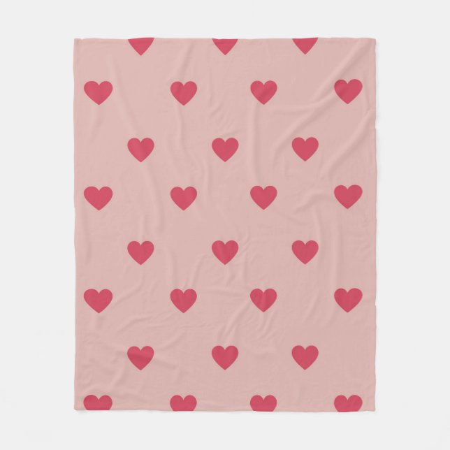 Pink Retro Heart Y2K Pattern With Pink Background Fleece Blanket (Front)
