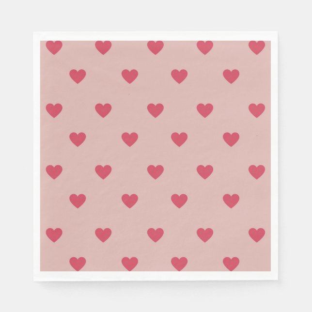 Pink Retro Heart Y2K Pattern With Pink Background Napkin (Front)