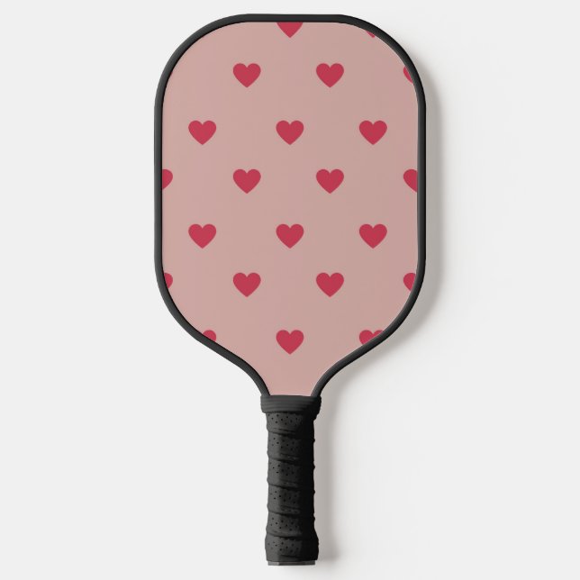 Pink Retro Heart Y2K Pattern With Pink Background Pickleball Paddle (Front)